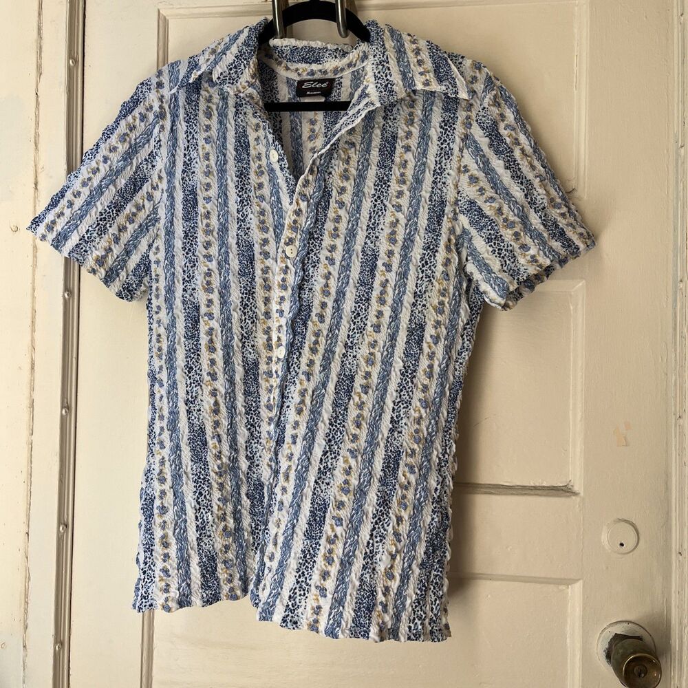 Vintage 90s Mens Floral Shirt Small Paisley Country Western Casual Funky Rodeo